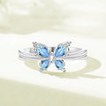 Orstarry S925 Sterling Silver Blue Butterfly Insect Closed Ring For Women Original Finger Jewelry Party - Visuel 2 | SAMAG