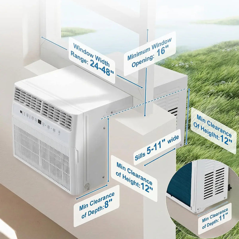 12000 BTU U-Shaped Window AC, Full View, 20% Airflow, Ultra Quiet & Upgraded Panel, Custom