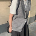 YTFidio Women Cardigan Vest Clothing O-neck Tank Tops Four Button Casual Outerwears Ladies Tops Knitted Solid Casual Autumn 161