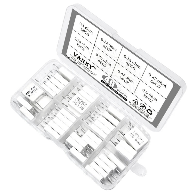 10pcs BPR56 5W 0.001 0.1 0.15 0.22 0.25 0.33 0.5 ohm Non-inductive Ceramic Cement Resistor 0.1R 0.15R 0.22R 0.25R 0.33R 0.5R
