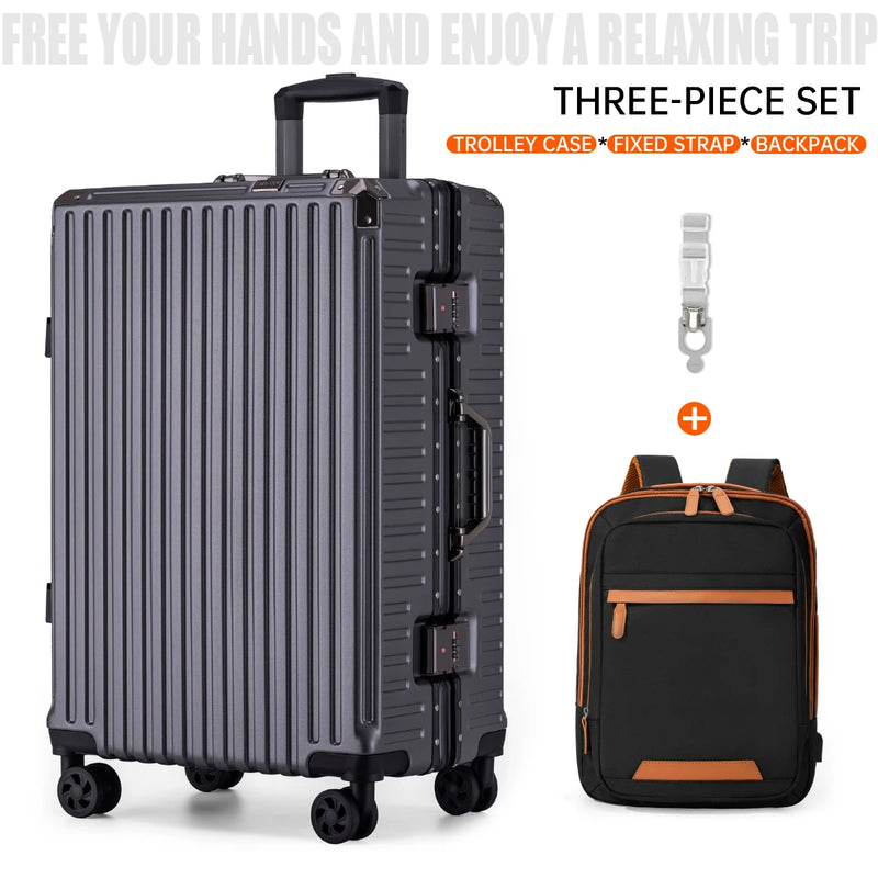 Trolley Luggage 20 24 26 28" Aluminum Frame Rolling Luggage Case USB Travel Suitcase on Wheels Combination Lock Carry on Luggage