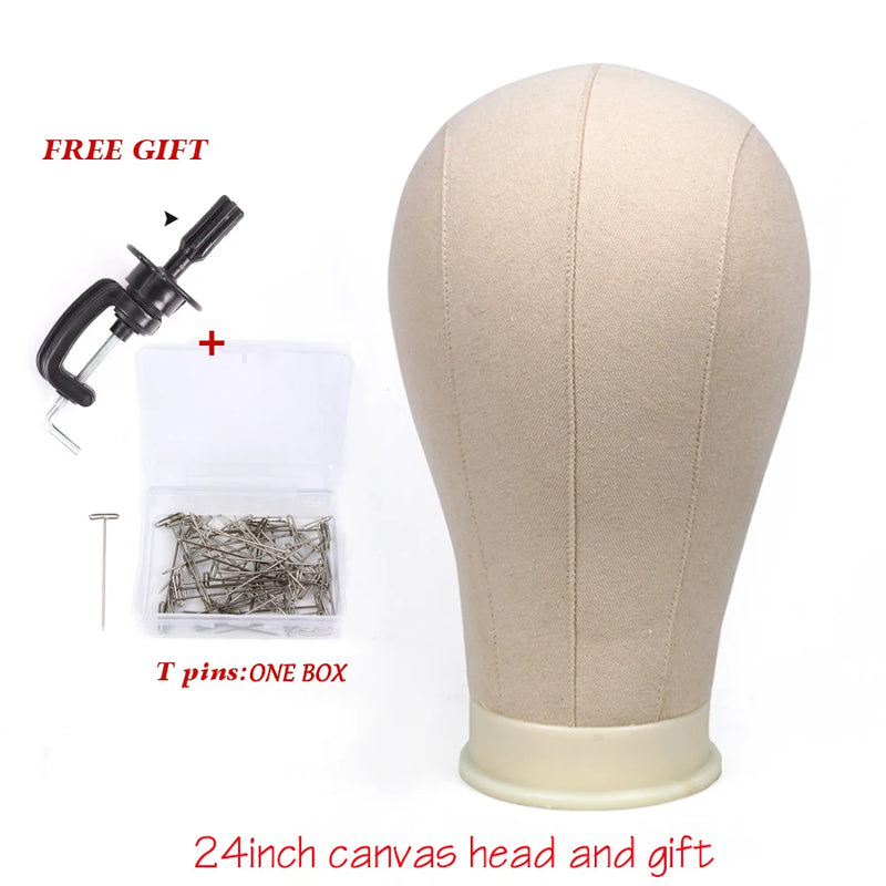 Alileader Training Mannequin Head Canvas Block Head Display Styling Mannequin Manikin Head Wig Stand Free Get T Needle Holder