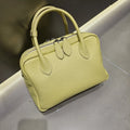 Genuine Leather Women's Boston Bag, New Niche Design Double Zipper Simple Wide Shoulder Strap Fashion Portable Shoulder Bag