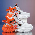 Men's Casual Sports Running Shoes - Sporty Casual Style, Unisex, Fashionable Patterns, Suitable for All Seasons, Daily Wear and Sports Events, Lace-Up Design, High-Top Upper and Lining, Non-Slip and Wear-Resistant Sole, Fabri