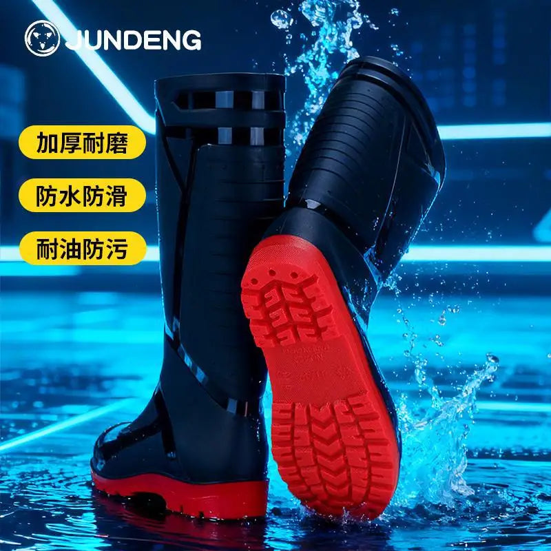 Large Size Water Shoes Men High-top Outdoor Lightweight and Comfortable Rain Boots Fishing Non-slip Boots Plus Velvet Rain Boots