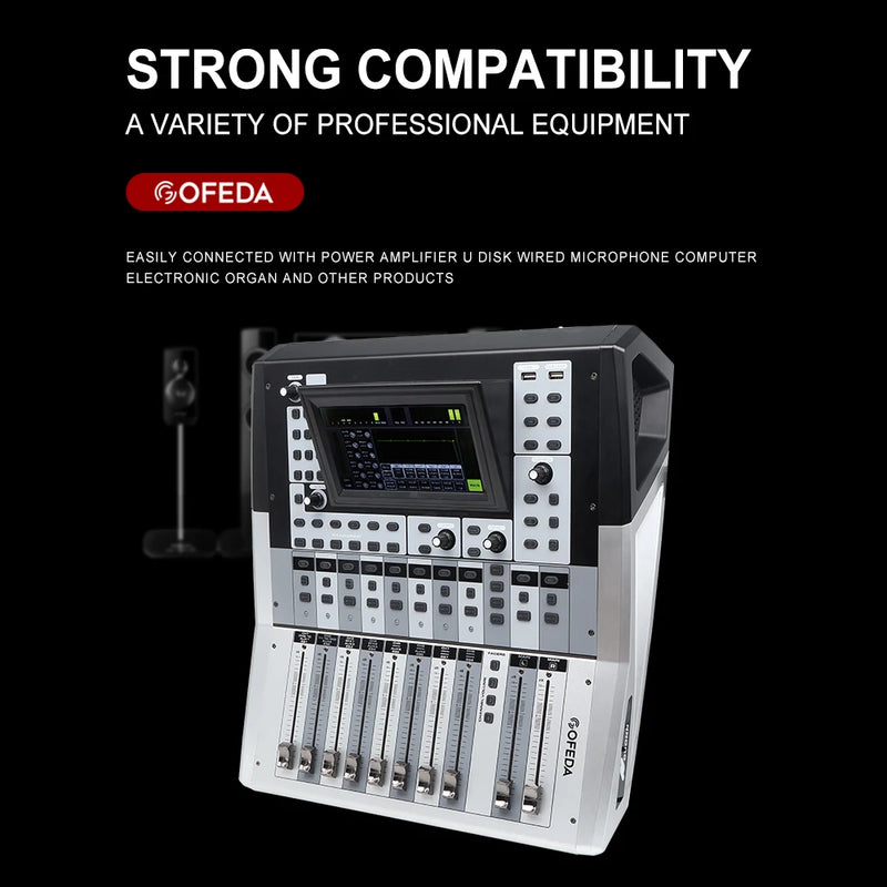 Gooermi  DM12 12 Channel Digital Audio Mixer USB DJ Mixing Console with 48V Phantom Power for Live Streaming Recording PC