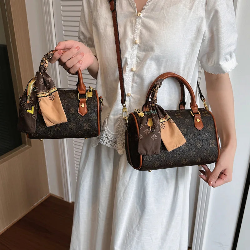 Bag Women's Fashion Boston Bag Pillow Bag Versatile Shoulder Bag Printed Crossbody Handbag