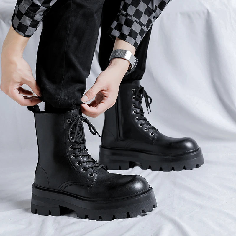 Winter Breathable Men Boots Fashion Street Style Casual Shoes Personalized Trend High Top Men Shoes Comfortable Casual Boots