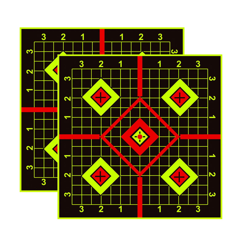 25Pcs 10in Square Shooting Practice Splatter Target Stickers Shooting Target Training Supplies Stickers Fluorescent Color Labels (Can Be Used for Shooting Practice)
