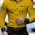 Men's Business Color Block Collar Long Sleeve Shirt, Slim | SAMAG