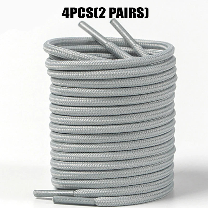 4 Pcs(2 Pairs) Round Shoelaces 4mm for Sneakers Boots, Durable Anti-Slip Sports Laces, 80-160cm Solid Colors Replacement