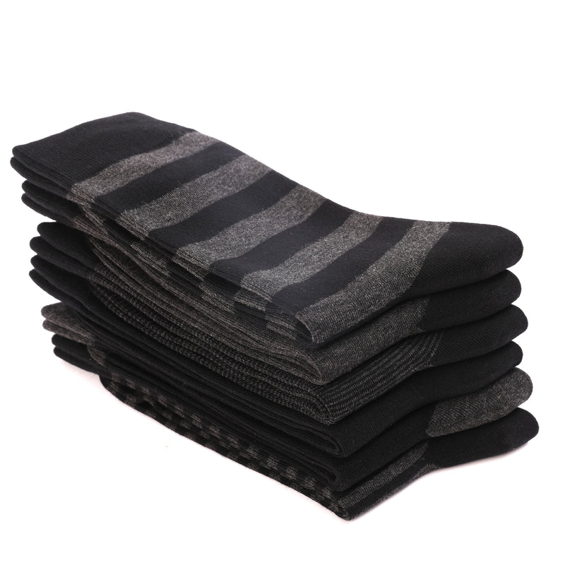 5 Pairs Men's Dress Socks stripe Plus Size， Combed Cotton | SAMAG
