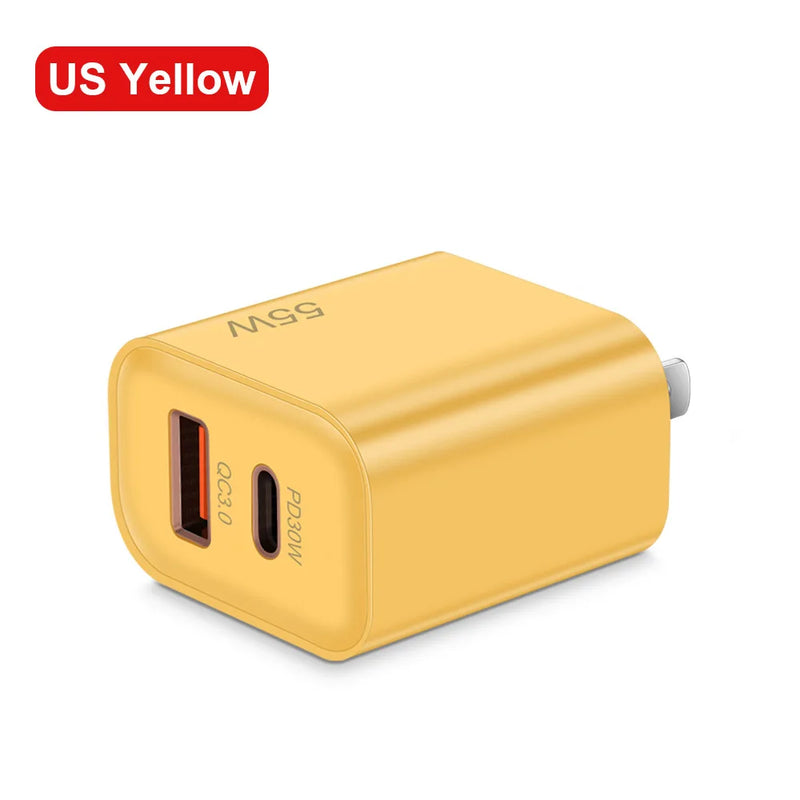55W PD Fast USB Charge Charger 2 Ports EU US Plug Wall Charger Adapter For iPhone Xiaomi Huawei Samsung USB C Phone Charger