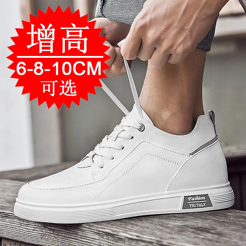 New Stylish Elevator Shoes 8cm Invisible Men's Hidden Heel 6cm Lightweight and Trendy Lace-up Sneakers Fashion Casual Wear