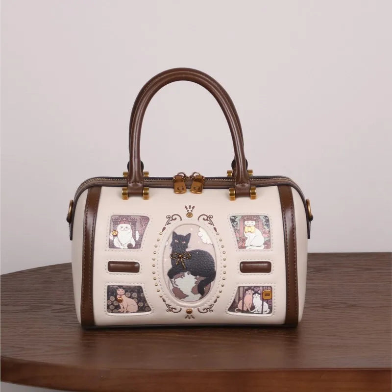 2026 new autumn and winter high-end texture handbag, niche design, fashionable rivets, Boston pillow bag, crossbody bag