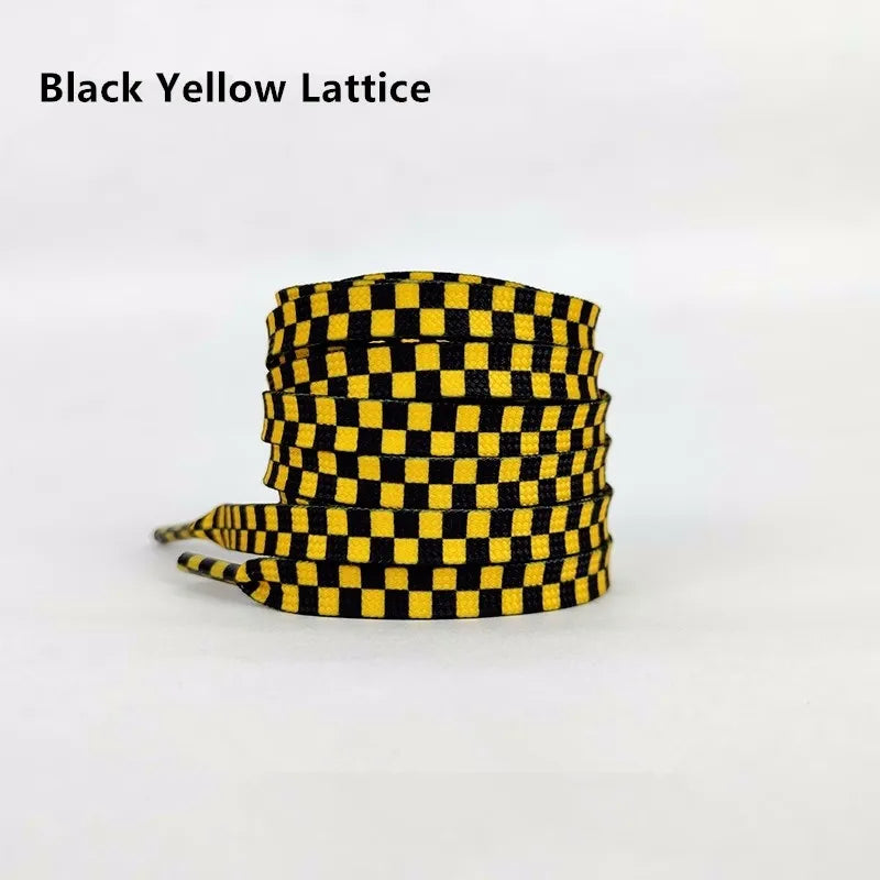 Black White Checkerboard Shoelaces Men Women Trend Personality Sneakers Sport Casual High Low Top Canvas Shoes Laces Dropship