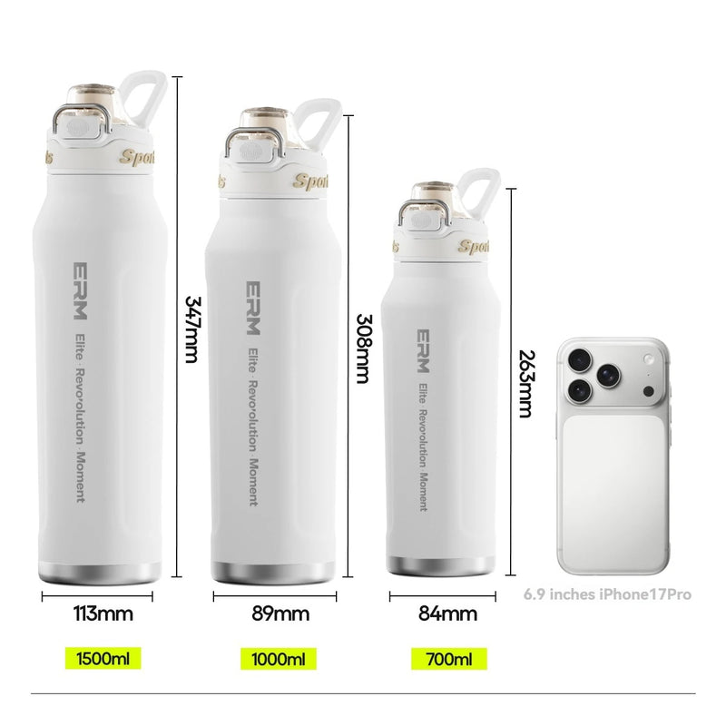 1L Thermos Bottle Stainless Steel Iced And Heat Insulated Cups Hiking Cycling Fitness Vacuum Flasks with Handle