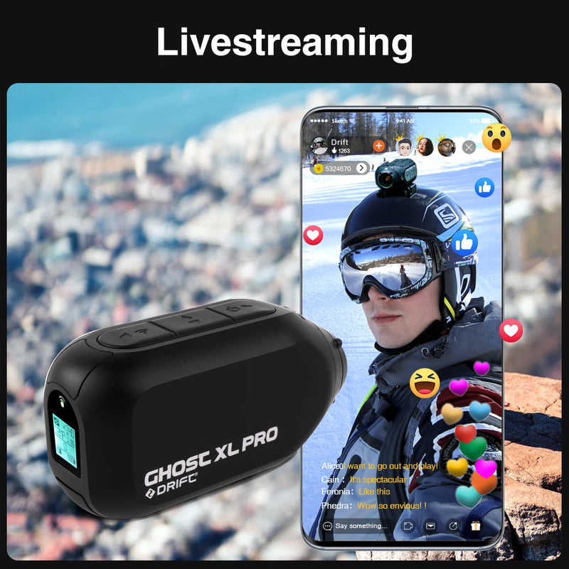 Drift Ghost XL Pro 4K PLUS HD Action Camera 3000mAh Battery WiFi IPX7 Waterproof Rotatable Lens Helmet Cam Motorcycle Bicycle