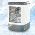 Portable Evaporative Air Cooler, USB Desktop Mist Cooling Fan with LED Light, 3-in-1 Personal Air Conditioner Fan with Ice Tray