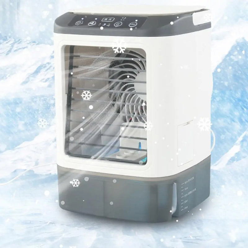 Portable Evaporative Air Cooler, USB Desktop Mist Cooling Fan with LED Light, 3-in-1 Personal Air Conditioner Fan with Ice Tray