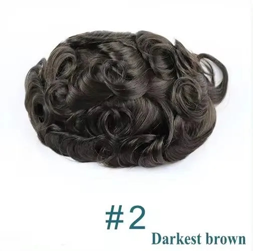 Super Ultra Thin Skin 0.02mm 80-100%Density Men Toupee Brown Black 210# Human Hair System Undetectable Natural Hairline Prosthes