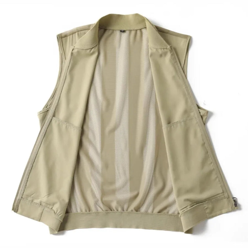 Summer New Men's Lightweight Thin Vests Trend Baseball Collar Zipper Sleeveless Casual Vest Coats Simple All-match Men Vests 6XL