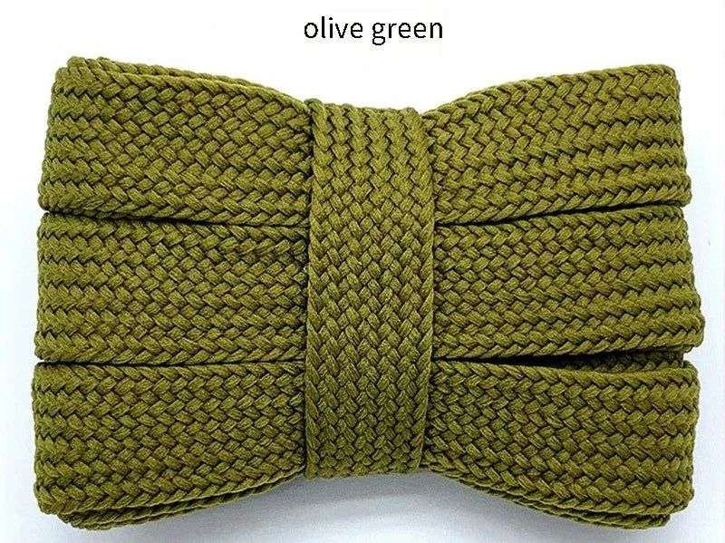 1Pair New Casual Sneakers Classic Shoelace Fashionable Cotton Rope Flat Shoelaces Men Women Fashion Shoes Accessories