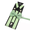 Novalty Sage Green Suspender Bowtie Set For Men Women Kids Romatic Wedding Party Elastic Y-back Straps Pants Shirt Accessory