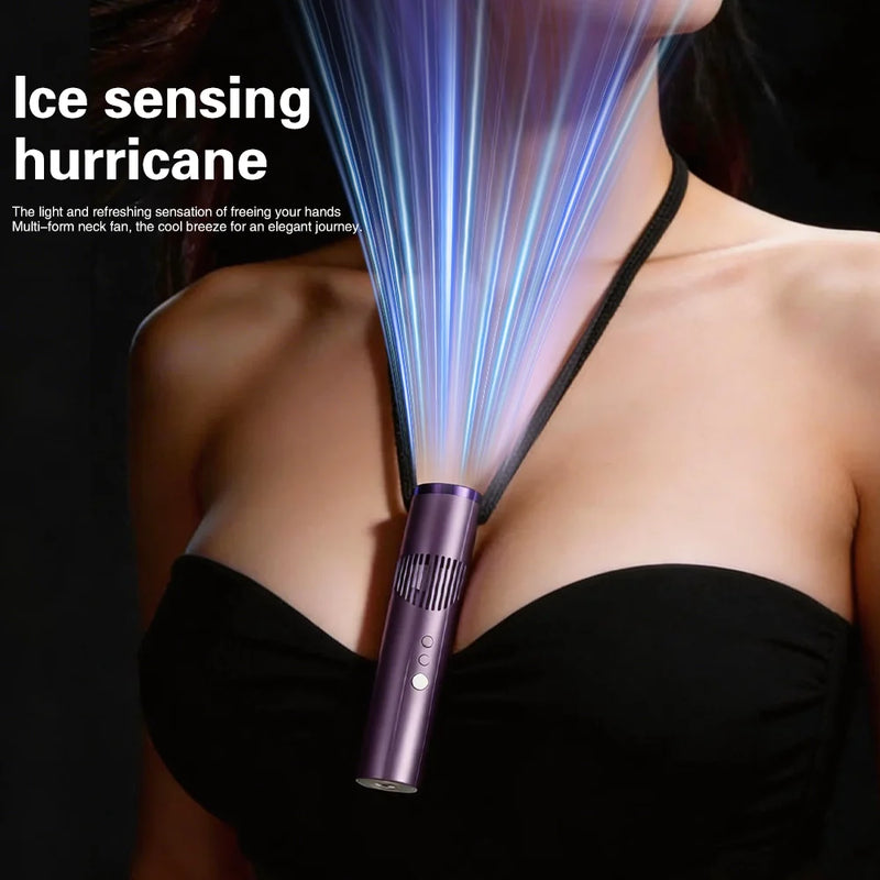 TINSOL 2026 New Lipstick Mini Handheld Fan, Portable Foldable Neck-Hanging Fan with Digital Display and Lighting Function