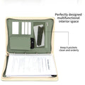 New A4 multi-function business zipper bag, 4-ring binder + writing pad + storage bag, pleated texture PU  leather cover