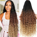 Bewill 1- 8 Packs Goddess Bohemian Box Braids Crochet Hair With Curly Ends 14 18 24 Inches Synthetic Box Braids Hair Extensions
