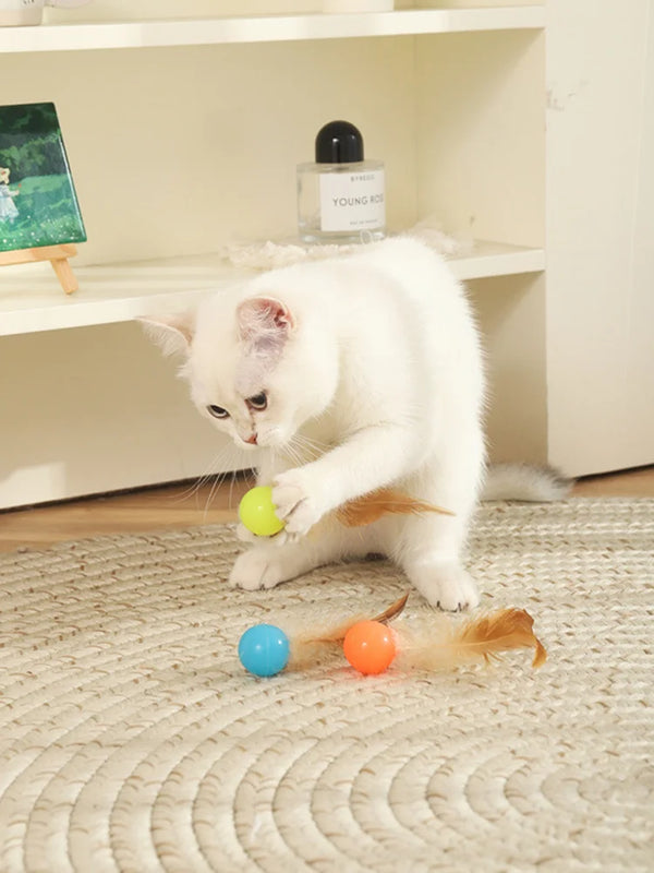 Elastic Bouncy Badminton Cat Toy Luminous Night Glow Pet Interactive Ball Self Play Boredom Relief Chew Resistant Training Game