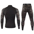 New Outdoor Sports Underwear Camo Training Long-Seeved Tops + Pants Suit Fitness Camping Army Hiking Hunting Underwear Clothes