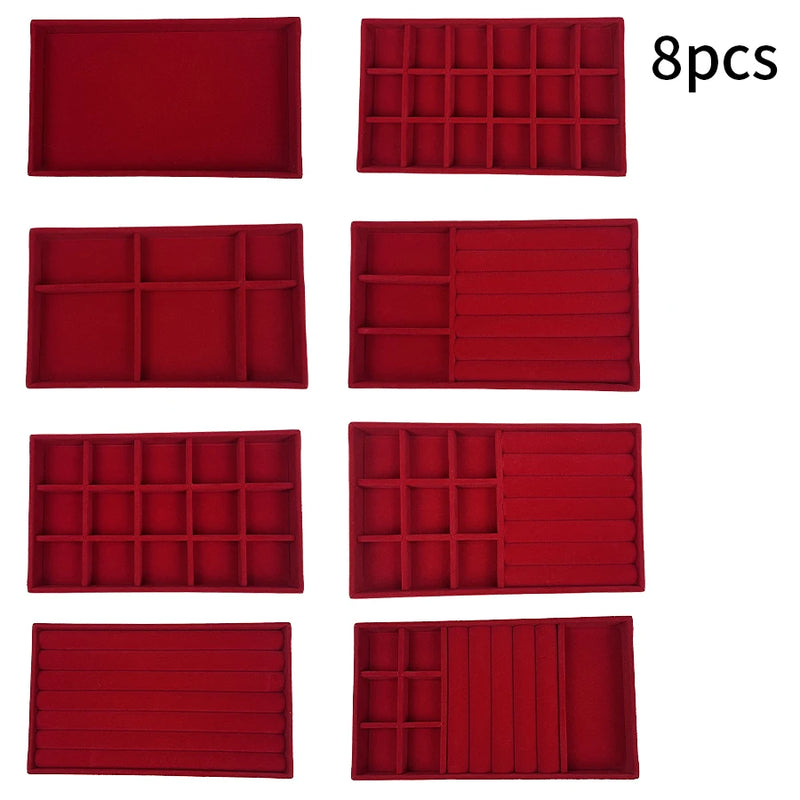 1 Set, (Including 8PCS) Flocking Jewelry Box Jewelry Tray