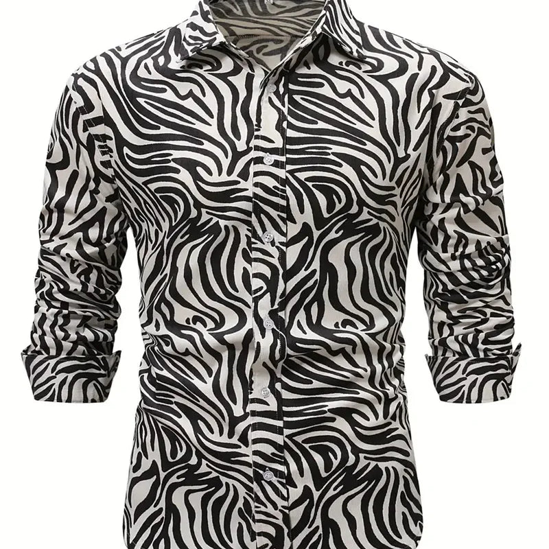 Men's Long Sleeves Shirt Tops Polka Dot Lapel Clothing | SAMAG