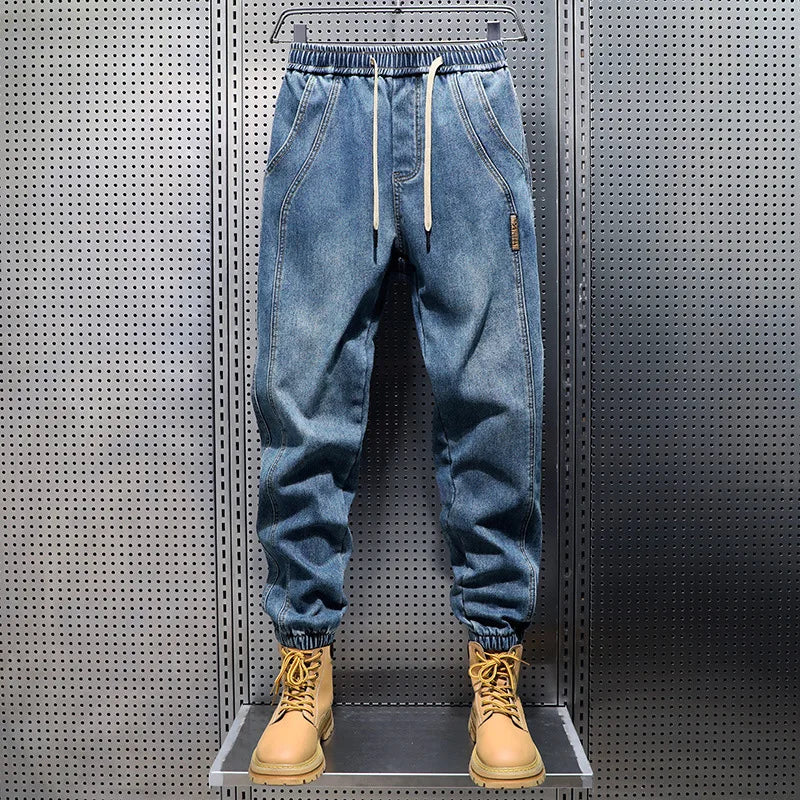 Men Harem Jeans Loose Hip Hop Trousers Washed Denim Man | SAMAG