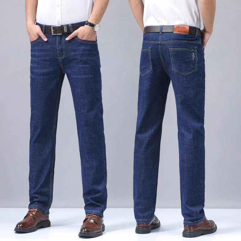 Men's Denim Jeans Thin Summer Straight Business Soft | SAMAG