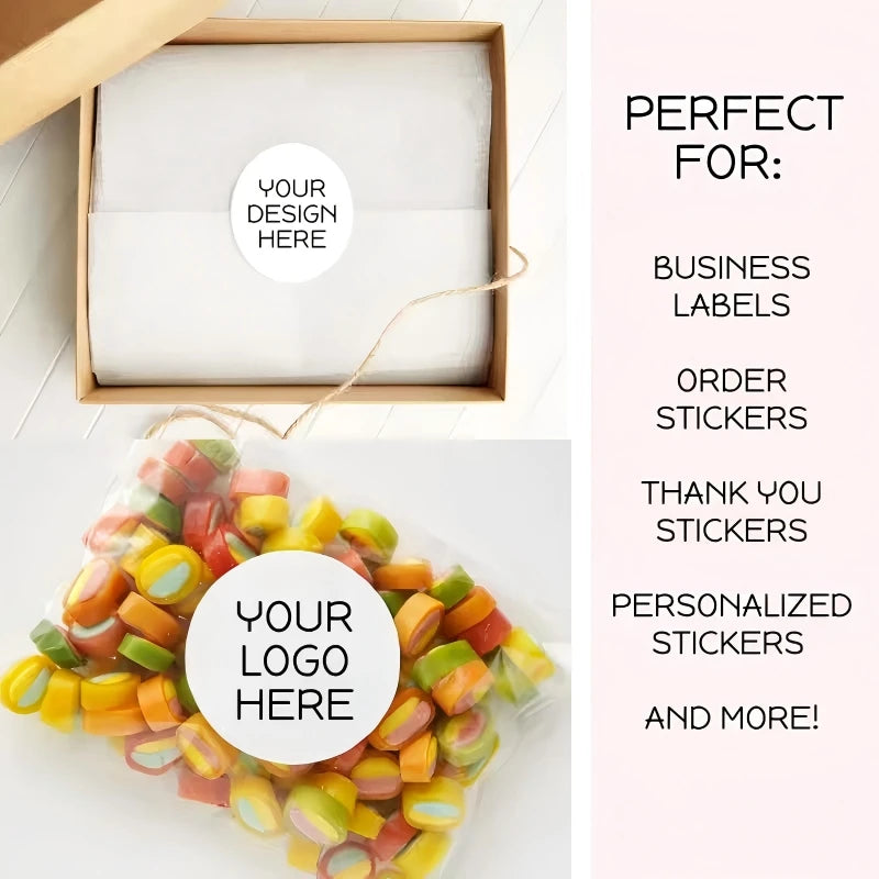 500PCS Custom Stickers and Customized Logo Wedding Birthday Gift Box Stickers DIY Your Own Logo Stickers Personalize Stickers
