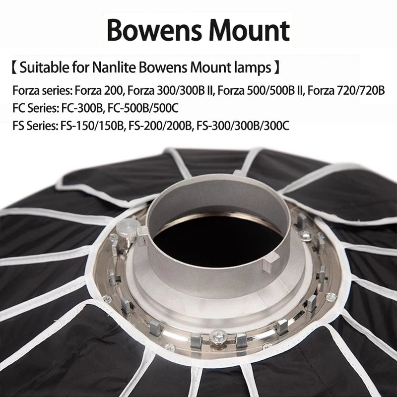 Nanlite 90cm Parabolic Softbox Bowens Mount Quick-pack Deep Mouth Design Photography Light Accessories SB-PR-90-Q