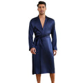 Men's Nightgown Shorts Set Solid Color 2-Piece Loungewear Bathrobe Shorts Set Thin Pajamas Kimono Bathrobe Long Robe Sleepwear