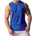 Casual Loose Men Vests Summer O-Neck Sleeveless Male Solid Color Big Side Split Tee Shirts  CBFS-23075