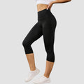 Women's High Waisted White Leggings Knee - Length Yoga - View 7 | SAMAG