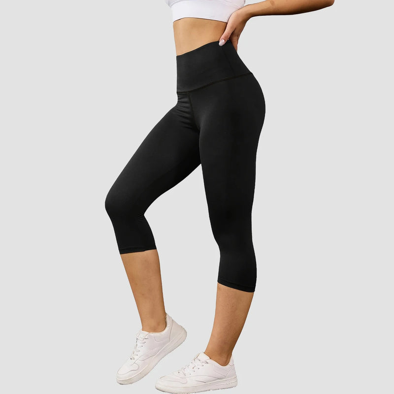 Women's High Waisted White Leggings Knee - Length Yoga - View 7 | SAMAG