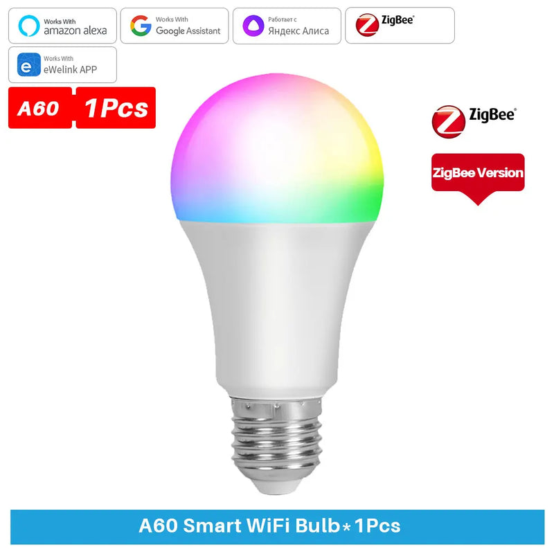 eWelink Smart Bulb E27 WiFi Dimmable DIY Lamp RGBCW LED Light 100-240V APP Control Support Alexa Google Home Alice Smartthings