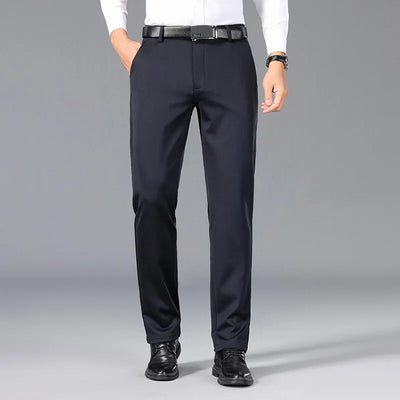Men's mid-rise stretch casual suit pants, non-iron solid | SAMAG