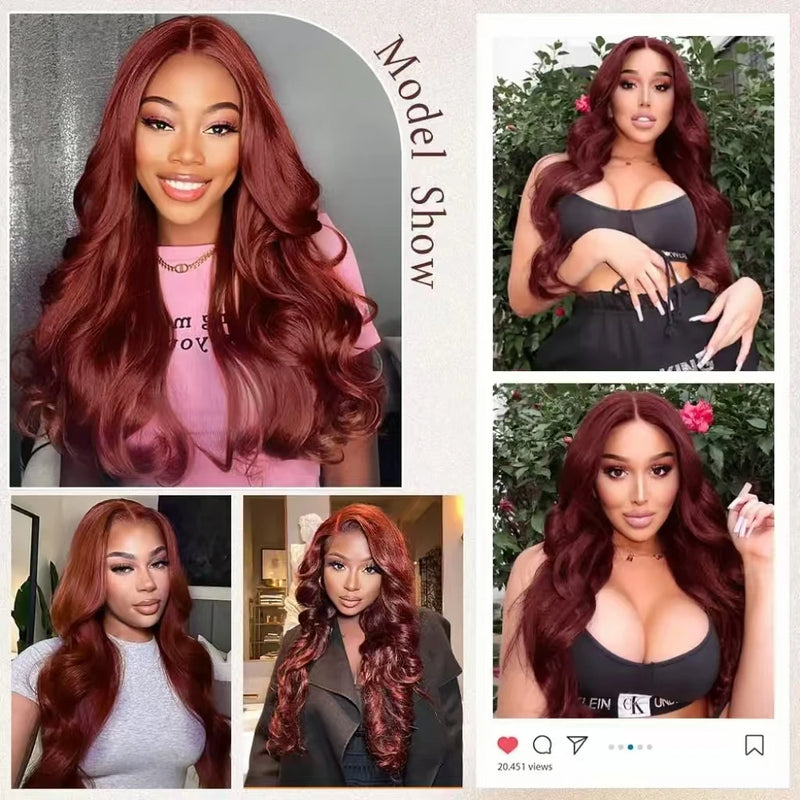 13x4 Reddish Brown Body Wave Hd Lace Front Human Hair Wig Pre Plucked Glueless Wigs Remy Vietnamese Human Hair Lace Frontal Wig