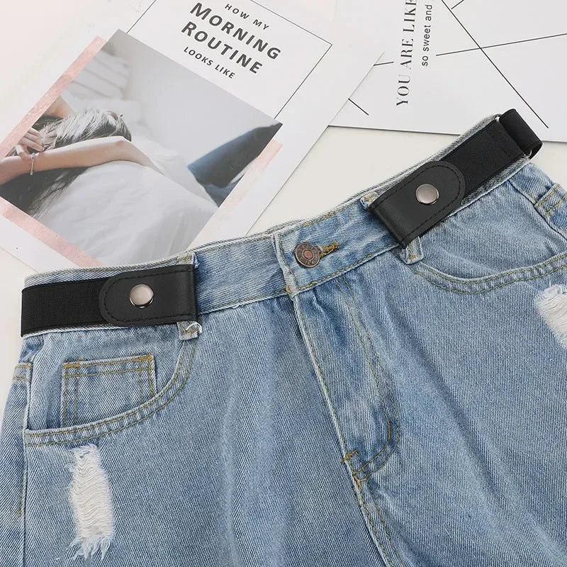 Jeans Elastic Waistband For Women/Men No Bulge No Buckle Stretch Elastic Waist Belt Versatile and Minimalist Elastic Waistband