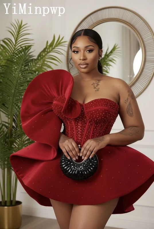 Red Velvet Cocktail Dresses for Women Sleeveless | SAMAG