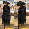 Deep Wave Human Hair Bundles Curly Hair 40Inch Brazilian Weaving Raw Virgin Unprocessed Double Weft Hair Bundles Extensions