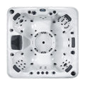 Luxury 7-seat Portable Freestanding Rectangular Acrylic Hot Tub with 70 Nozzles, LED Lighting, and Spa Massage Function.